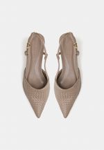 Scarpin Slingback Tressê Couro Cinza Queimado