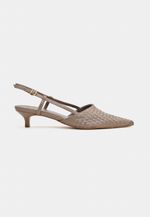 Scarpin Slingback Tressê Couro Cinza Queimado