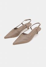 Scarpin Slingback Tressê Couro Cinza Queimado