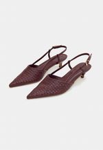 Scarpin Slingback Tressê Couro Bordot