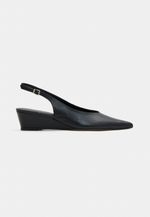 Scarpin Slingback Anabela Couro Preto