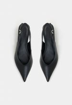 Scarpin Slingback Anabela Couro Preto