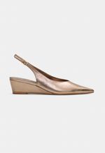 Scarpin Slingback Anabela Couro Prata velho