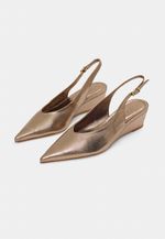 Scarpin Slingback Anabela Couro Prata velho