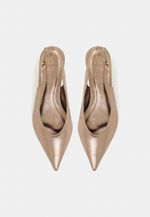 Scarpin Slingback Anabela Couro Prata velho