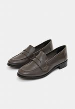 Mocassim Loafer Essential Couro Argila