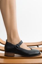 Sapato Mary Jane Couro Preto