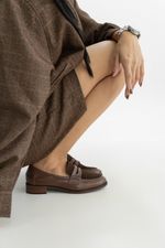 Mocassim Loafer Couro e Camurça Cacau