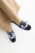 Tênis Ballet Couro Azul Marinho 