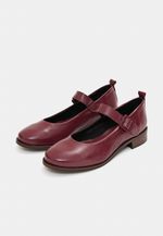 Sapato Mary Jane Couro Borgonha