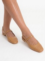 Sapatilha Ballet Tressê Couro Caramelo
