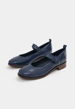Sapato Mary Jane Couro Azul Marinho