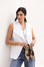 Scarpin Slingback Anabela Couro Prata velho