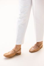 Sapatilha Ballet Tressê Couro Bege