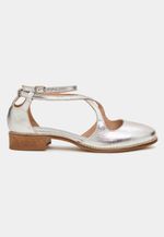 SAPATO MARY JANE RECORTE COURO CRISTAL PRATA