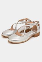 SAPATO MARY JANE RECORTE COURO CRISTAL PRATA