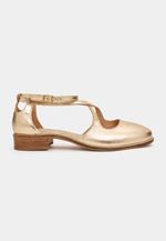 SAPATO MARY JANE RECORTE COURO OURO LIGHT