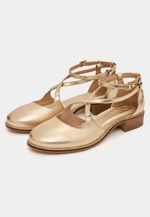 SAPATO MARY JANE RECORTE COURO OURO LIGHT