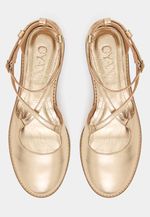 SAPATO MARY JANE RECORTE COURO OURO LIGHT