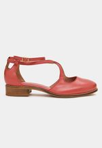 SAPATO MARY JANE RECORTE COURO VERMELHO CORAL