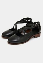 SAPATO MARY JANE RECORTE COURO PRETO