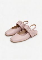 Sapatilha Ballet Franzida Couro Rose Claro