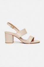 Sandália Clara Salto Bloco Couro Off White