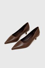 Scarpin Kitten Heel Couro Cacau