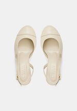 Scarpin Boneca Salto Bloco Couro Off White