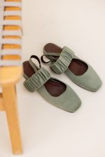 Sapatilha Ballet Franzida Velvet Verde Sálvia