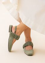 Sapatilha Ballet Franzida Velvet Verde Sálvia