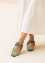 Sapatilha Ballet Franzida Velvet Verde Sálvia