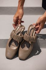 Sapatilha Ballet Franzida Couro Cinza Queimado