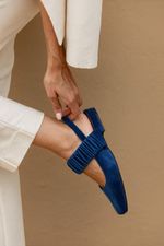 Sapatilha Ballet Franzida Velvet Azul Cobalto