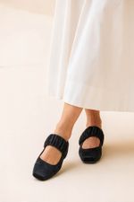 Sapatilha Ballet Franzida Velvet Preto