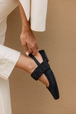 Sapatilha Ballet Franzida Velvet Preto