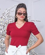 Blusa Manga Princesa Bufante Marsala