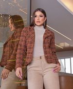 Casaco Luiza Xadrez Marrom
