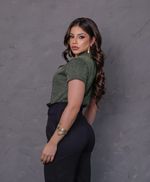 Blusa Manga Curta em Tweed - Cloe - Verde