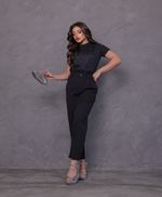 Blusa Manga Curta em Tweed - Cloe - Preta
