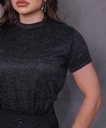 Blusa Manga Curta em Tweed - Cloe - Preta