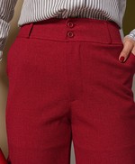 Calça Feminina Wide Leg Cargo em Linho Rústico - Simone - Marsala