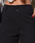 Calça Feminina Wide Leg Cargo em Linho Rústico - Simone - Preta