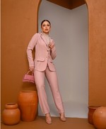 Conjunto Alfaiataria de Calça Reta e Blazer Manga Longa  - Manuela - Rosé Light