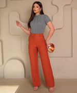 Blusa Manga Curta em Tweed - Cloe - Cinza