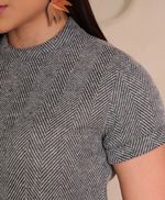 Blusa Manga Curta em Tweed - Cloe - Cinza