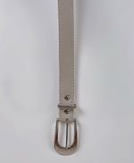 Cinto Feminino com Fivela de Metal e Passante de Tecido - Marfim