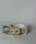 Cinto Feminino com Fivela de Metal e Passante de Tecido - Marfim