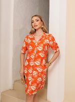 Chemise Lorrana Laranja Floral 