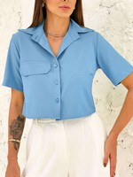 Camisa Laís Azul Bebê (Crepe Bali)